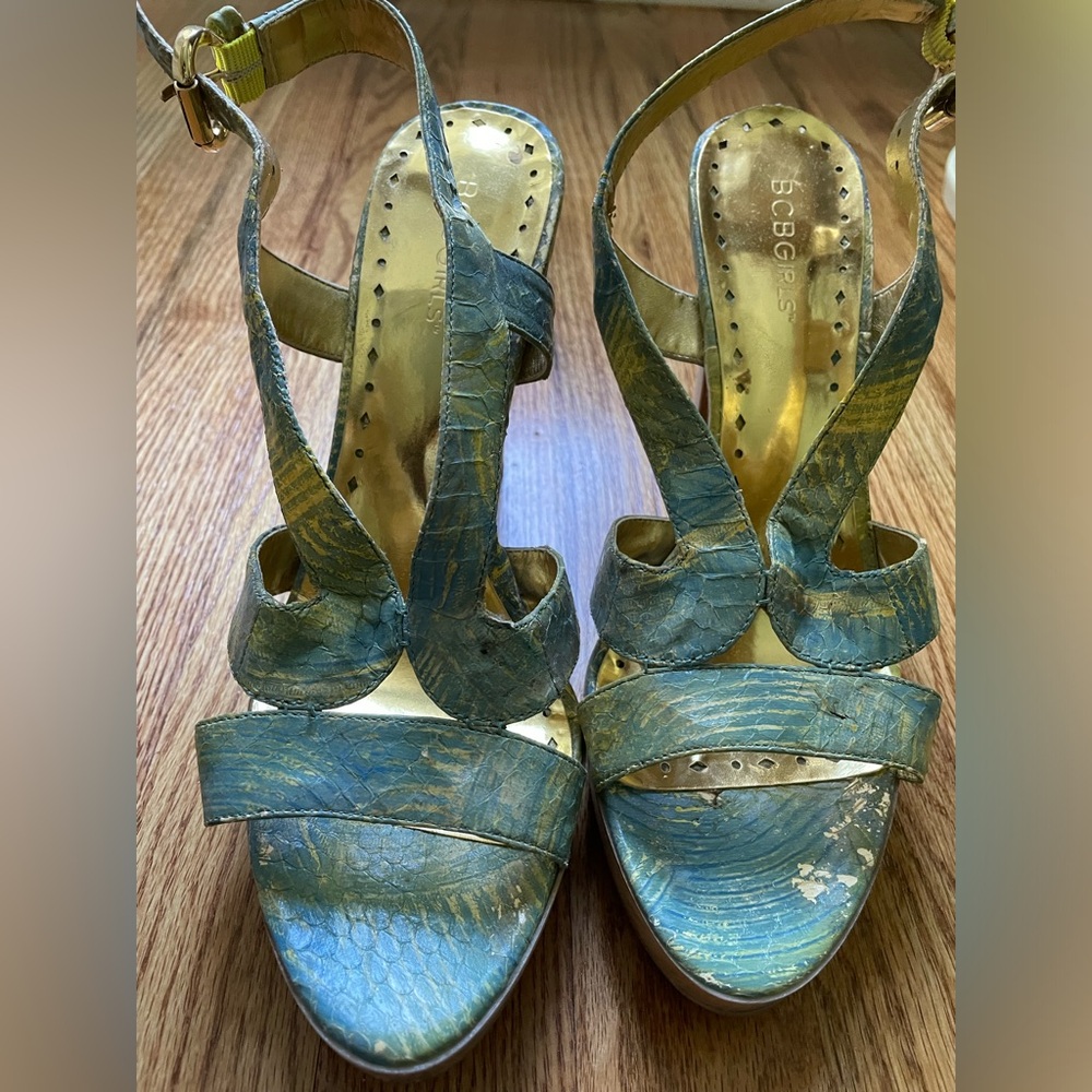 BCBG summer open toe heels